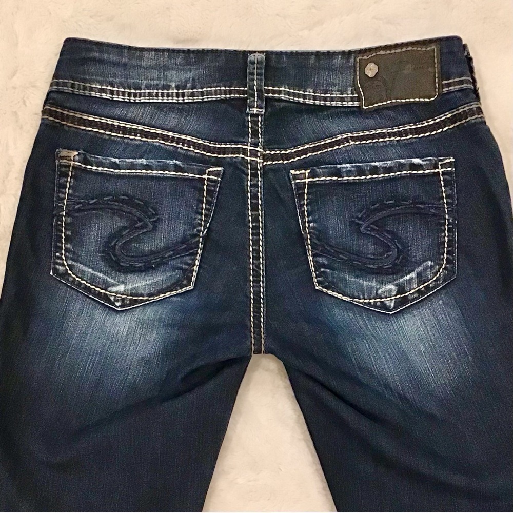 Silver Jeans 27 (4) Suki Capri Stretch Women’s Jeans Low Rise Thick Stitch Logo